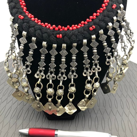 Afghan Tribal Ethnic Necklace, Bib Necklace, Ethnic Jewelry, Boho Necklace - Picture 9 of 10